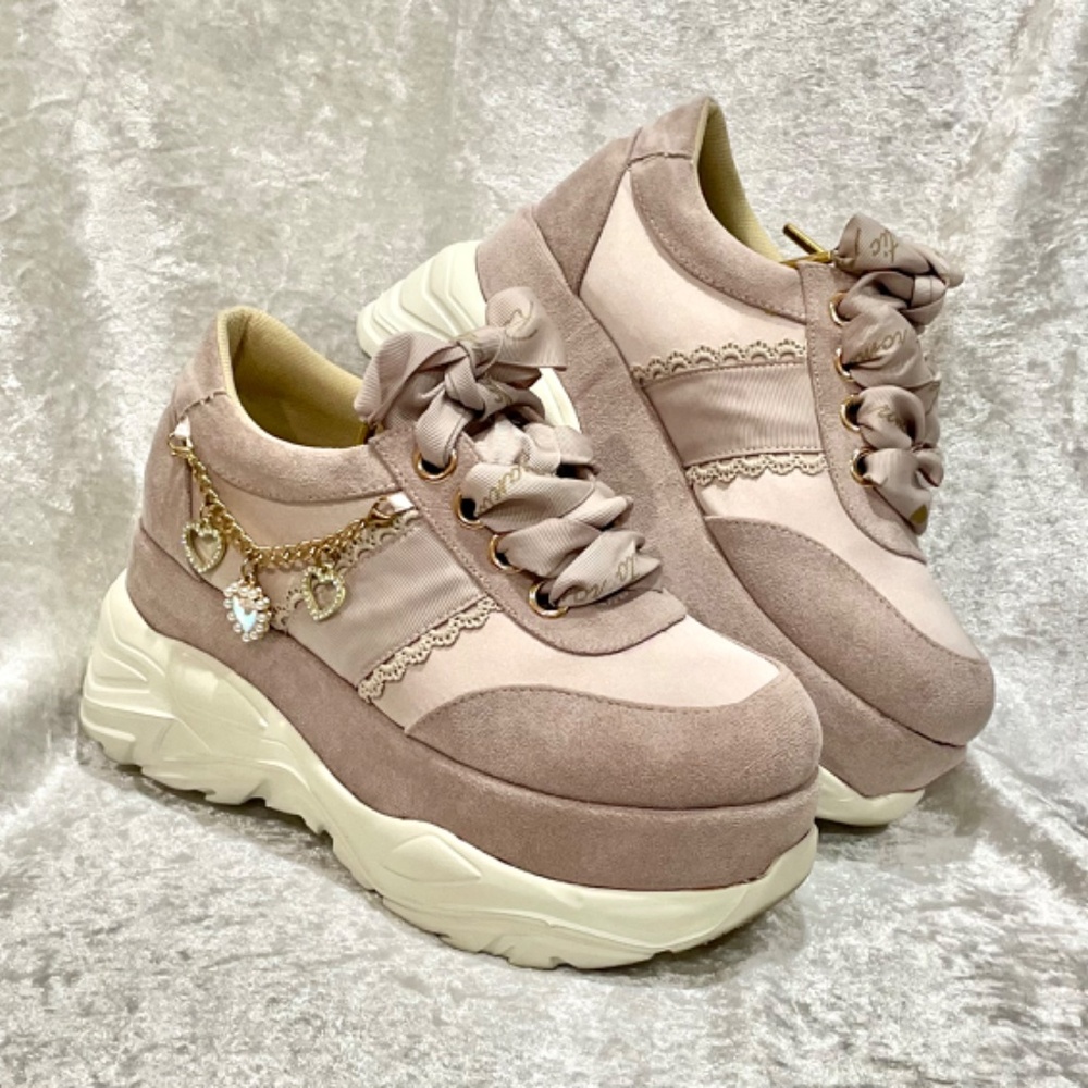 Liz Lisa Pink Side Charm Platform Sneakers Ribbon Lolita Kawaii Jeweled Jfashion - Picture 6 of 16